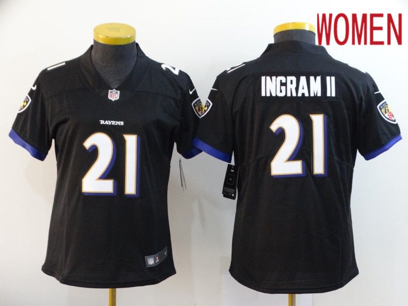 Women Baltimore Ravens #21 Ingram ii Black Nike Vapor Untouchable Limited NFL Jersey->women nfl jersey->Women Jersey